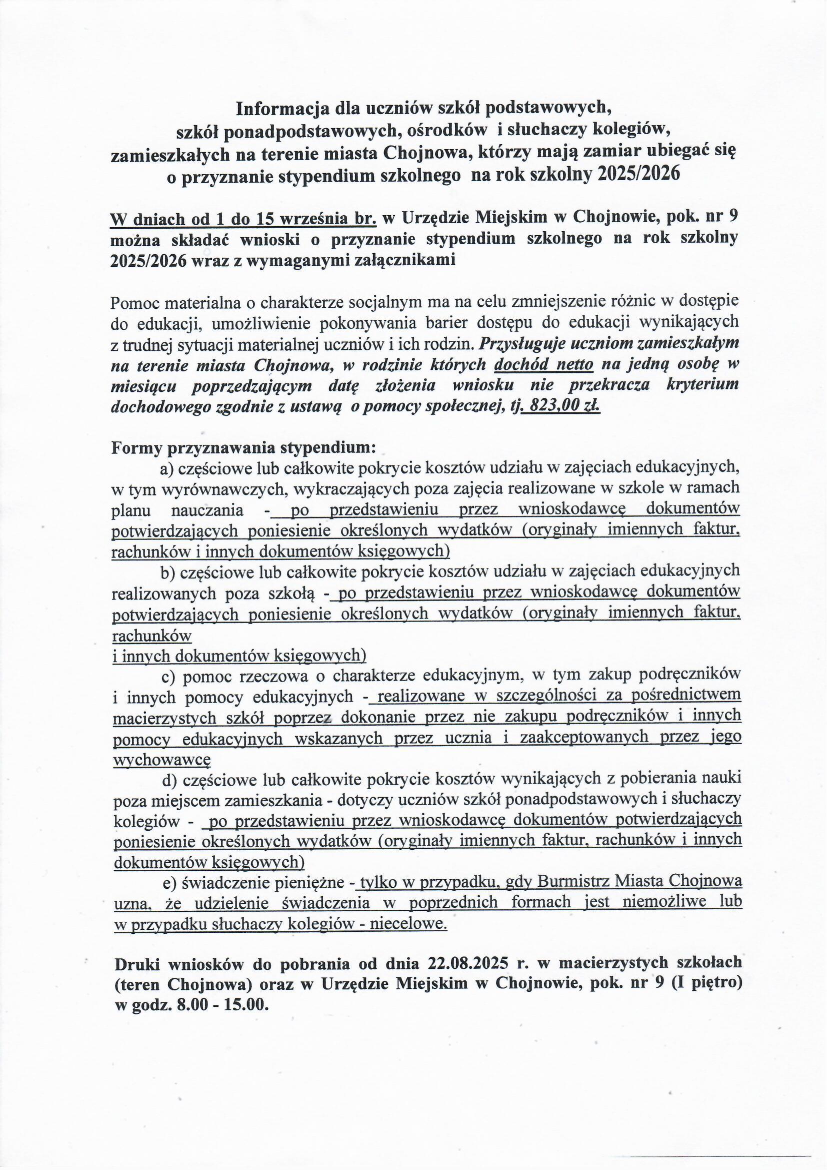 stypendium szkolne