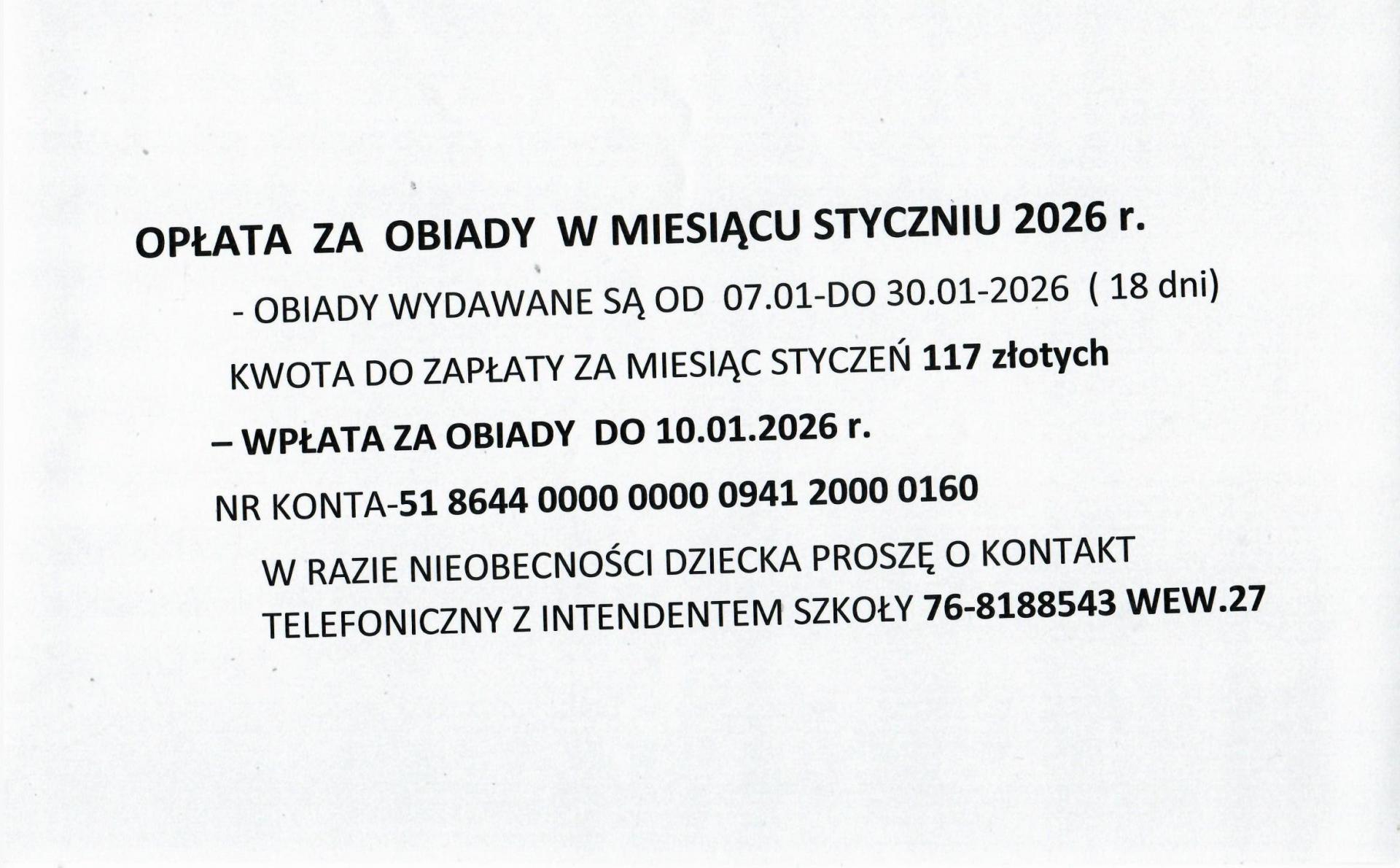 Odpłatność za obiady