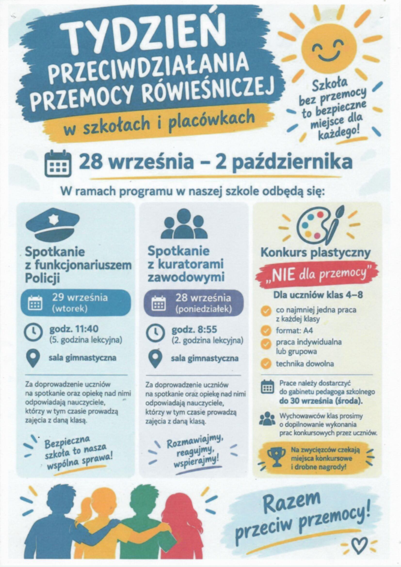Tydzień przeciwdziałania przemocy rówieśniczej w szkole.